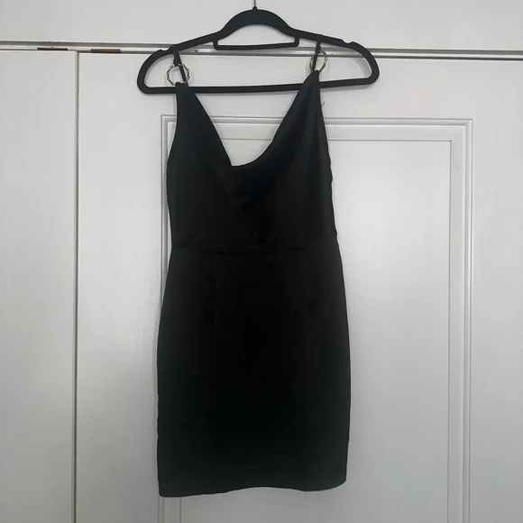 Black Satin Mini Dress - Picture 4 of 6